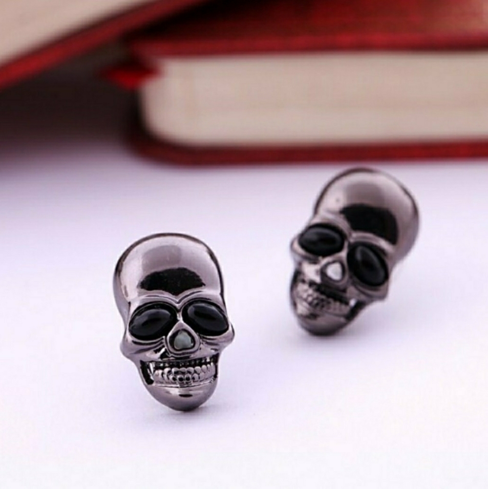 Black Skull CZ Earrings